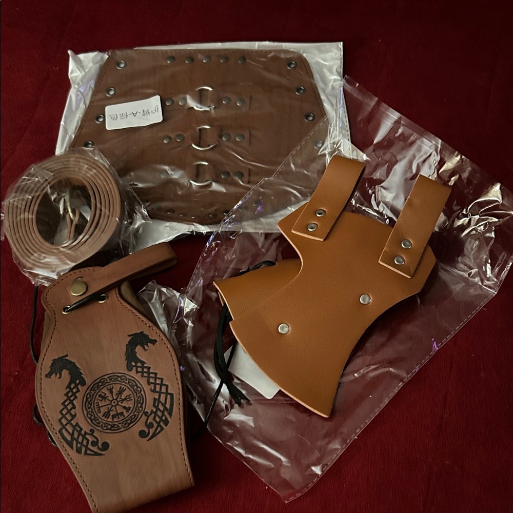Brown Leather Men's Bag Set